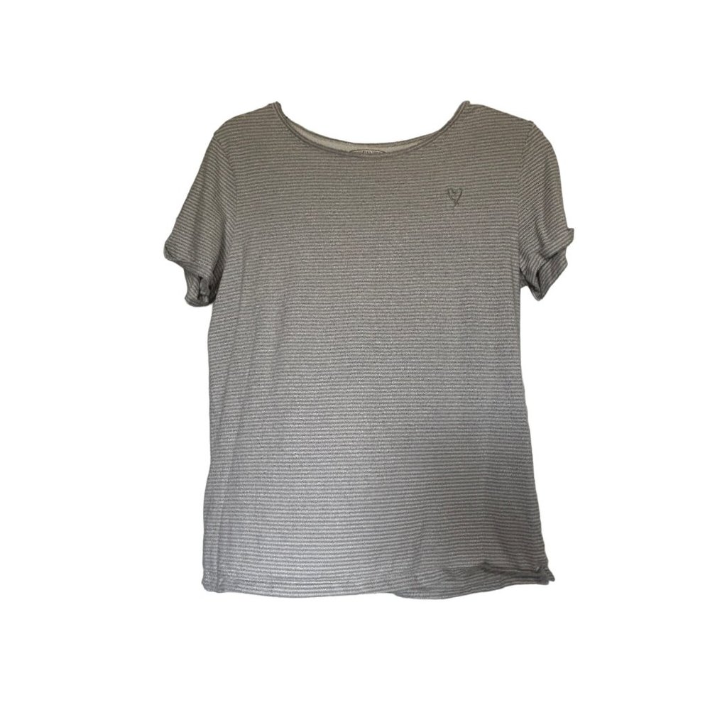 Victoria’s Secret gray white striped crewneck T-shirt, women’s size medium, 1499